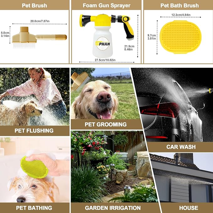 Giant Pet Washing Hose Attachment, 6-in-1 Soap Sprayer Moden Garden Hose Nozzle - Image 7
