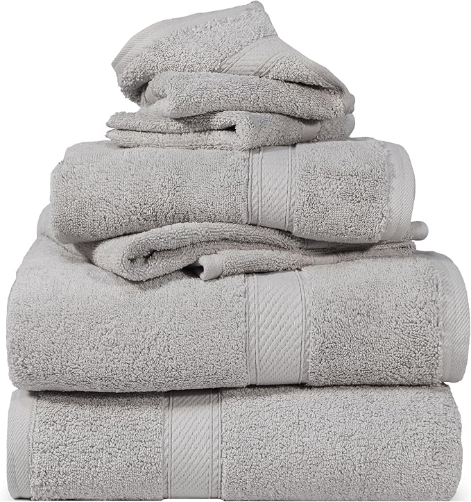 Superior Egyptian Cotton Pile 6 Piece Towel Set, Includes 2 Bath, 2 Hand by SUPERIOR