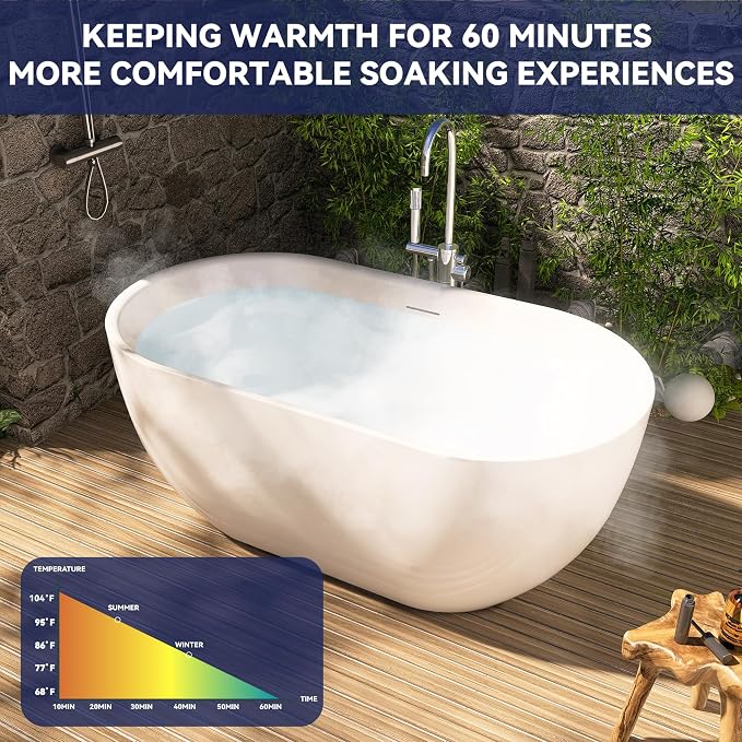 59" Acrylic Free Standing Tub, Stand Alone Tub, Freestanding Bathtub, Soaking - Image 6