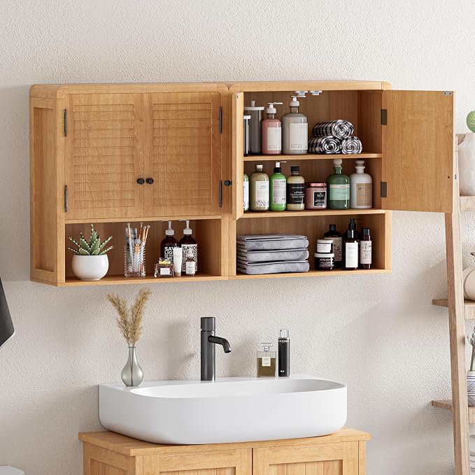 Wall-Mounted Bathroom Storage Cabinet, Waterproof Multi-Layer Adjustable Shelf by VDNEND