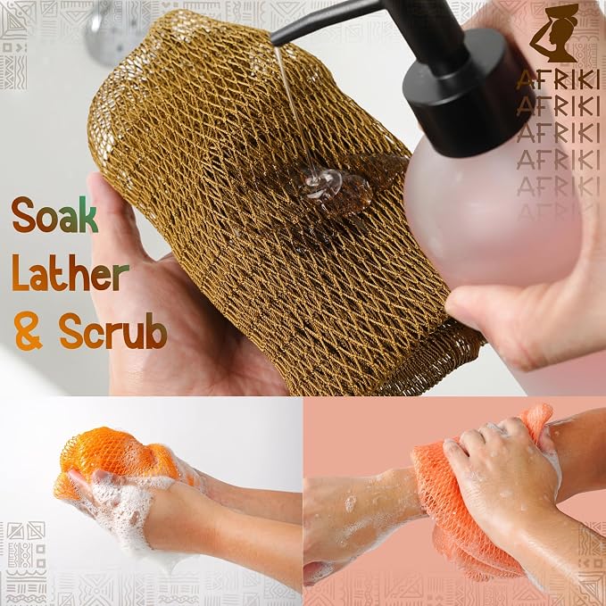 AFRIKI African Net Sponge – Exfoliating Body Scrubber, All Skin Types | 45 in - Image 6