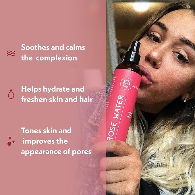 Eve Hansen Organic Rose Water Spray – Pure Rosewater Face & Hair Mist - Image 2