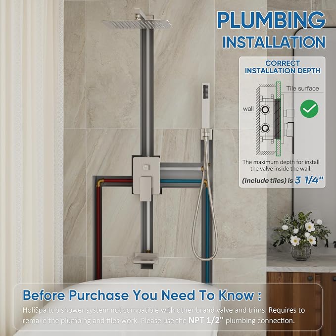 Tub Shower System, All Metal Tub Shower Faucet Set - Image 2