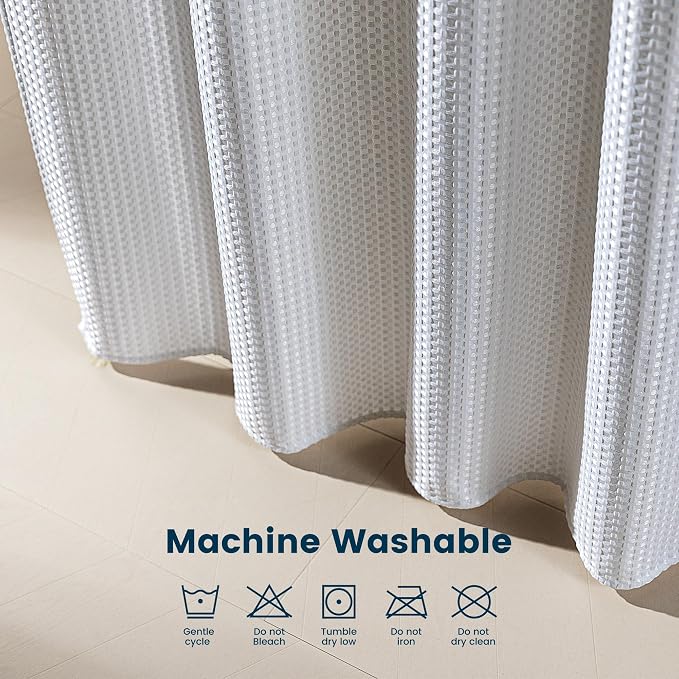 SLEEP ZONE Shower Curtain Liner, Waffle Shower Curtains - Image 6