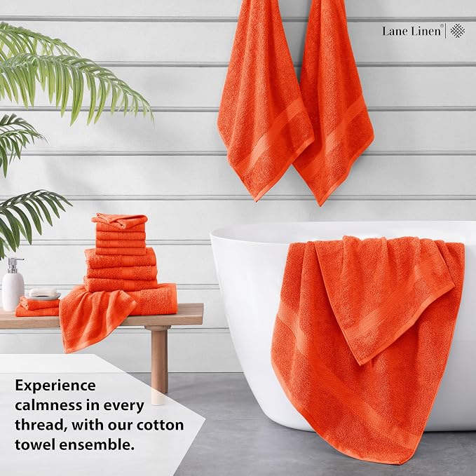 Lane Linen 100% Mercerized Cotton Bathroom Towel Set - Image 3