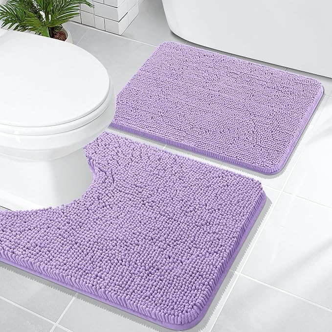 OLANLY Bathroom Rugs Sets 2 Piece, Soft Absorbent Chenille Bath Mats and by OLANLY