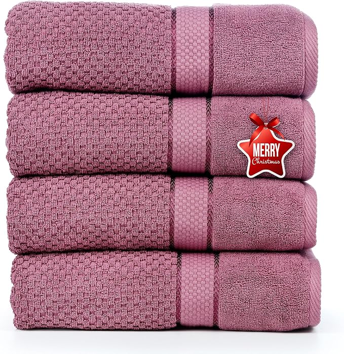 Ample Decor Bath Towels for Bathroom Set of 4 100% Cotton Popcorn Textured by AmpleDecor