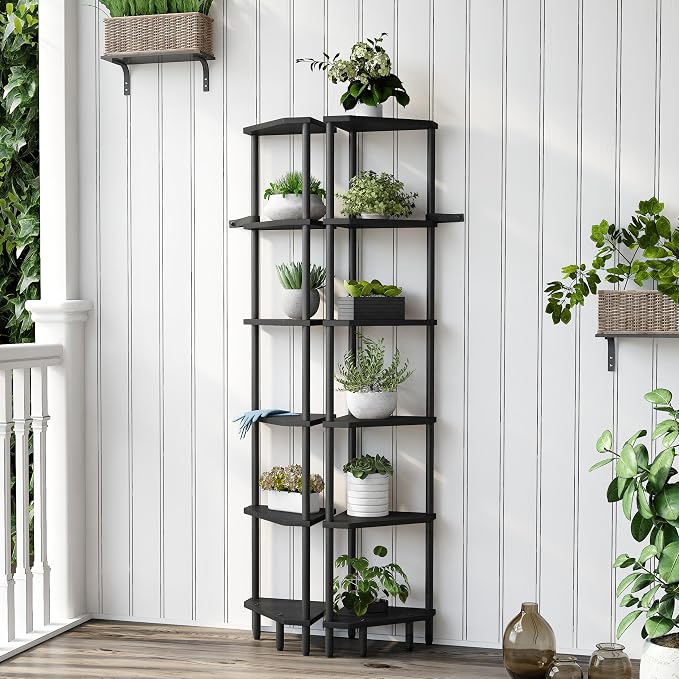 6 Tier Corner Shelf, 66.5'' Tall Standing Shelf, Narrow Display Shelf Stand - Image 7