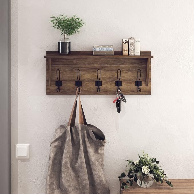 HBCY Creations Rustic Wall Mounted Coat Rack - Image 4