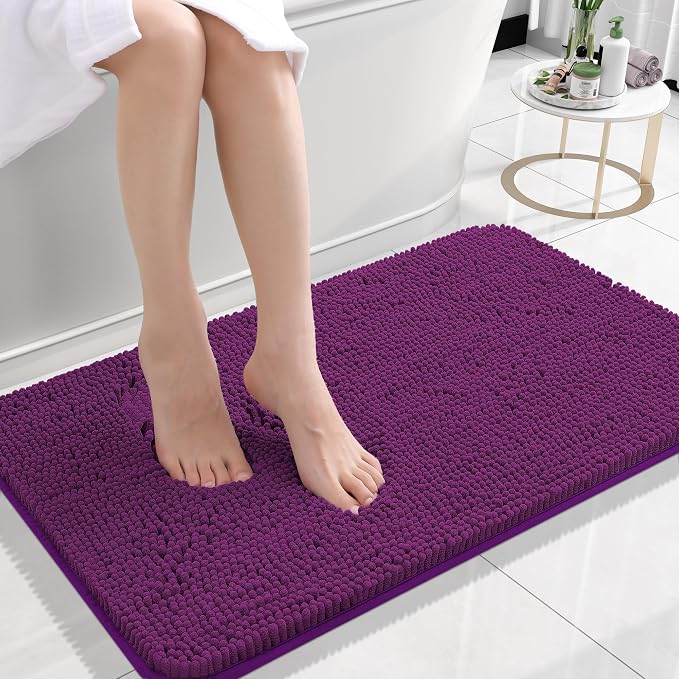 OLANLY Bathroom Rugs 24x16, Extra Soft Absorbent Chenille Bath Rugs, Rubber by OLANLY