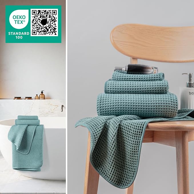 New Microfiber Waffle Bath Towels, 3 Pieces, Fast Drying, Lint Free, Includes - Image 4