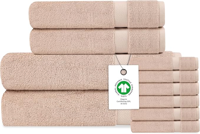 Delara Organic Cotton Luxuriously Plush Bath Towel 10 Piece Set|GOTS & Oeko-TEX by Delara