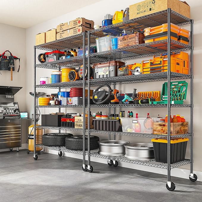 82" H X45 W X18 D Wire Shelving Unit, 6 Tier Adjustable Storage Shelves - Image 6