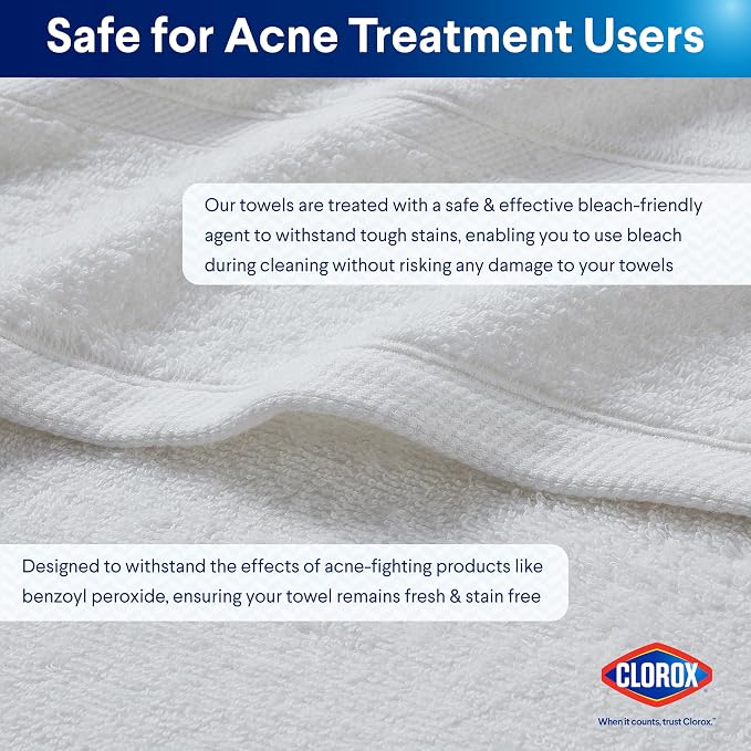 CLOROX Bleach Friendly Towels, Quick Dry, 100% Cotton Bath Towels, Highly - Image 3