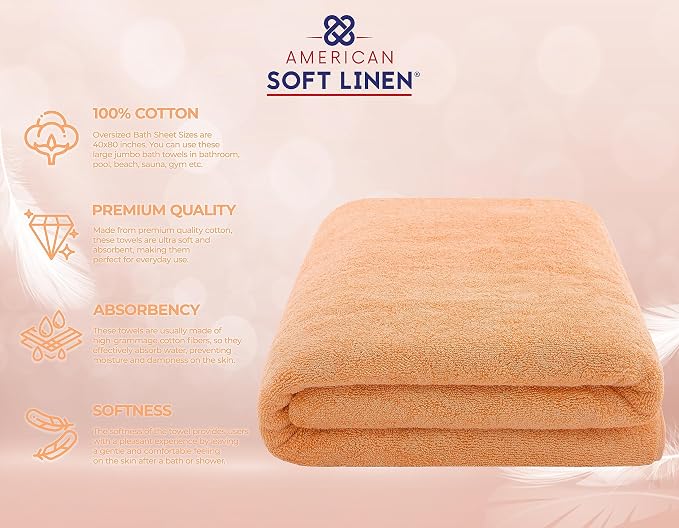 American Soft Linen Oversized Bath Sheet 40x80 Extra Large - Image 4