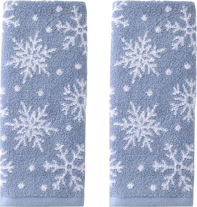 SKL Home Christmas/Winter Scattered Snowflakes 100% Cotton Premium 2-Piece Hand by SKLHomebySaturdayKnightLtd