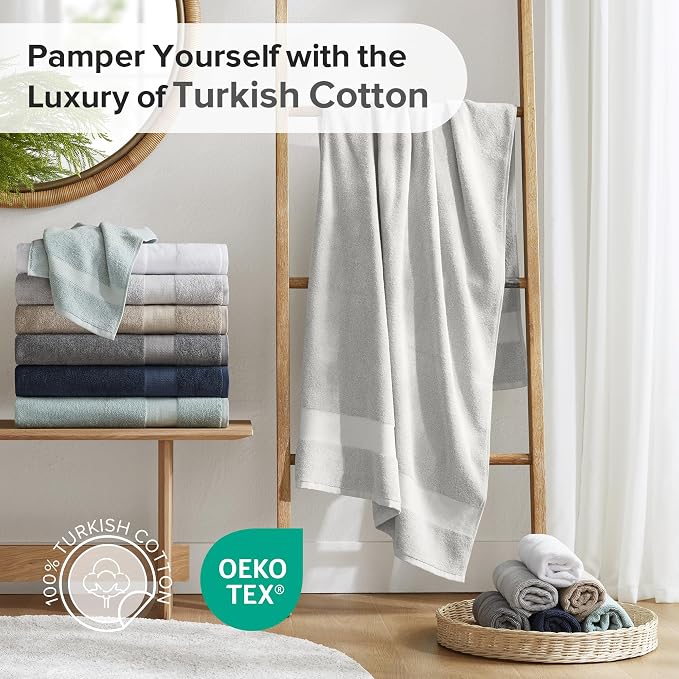 Comfort Spaces Turkish Bath Towel Set of 4 Piece 27x54 Medium 100% Cotton - Image 3