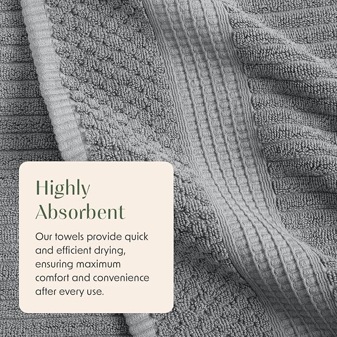 Springtree Home 100% Cotton Bath Towel Set 6 Piece Set | Super Soft & Absorbent - Image 5