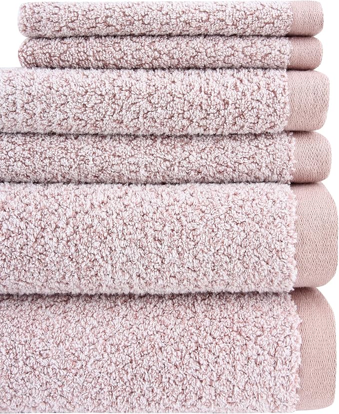Diamond Jacquard Bath Sheet 6 PC Set Rose -2 Bath Sheet, 2 Hand Towel, 2 Wash - Image 2