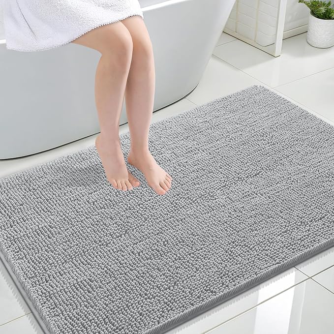 OLANLY Bathroom Rugs 47x32, Extra Soft Absorbent Chenille Bath Rugs, Rubber by OLANLY