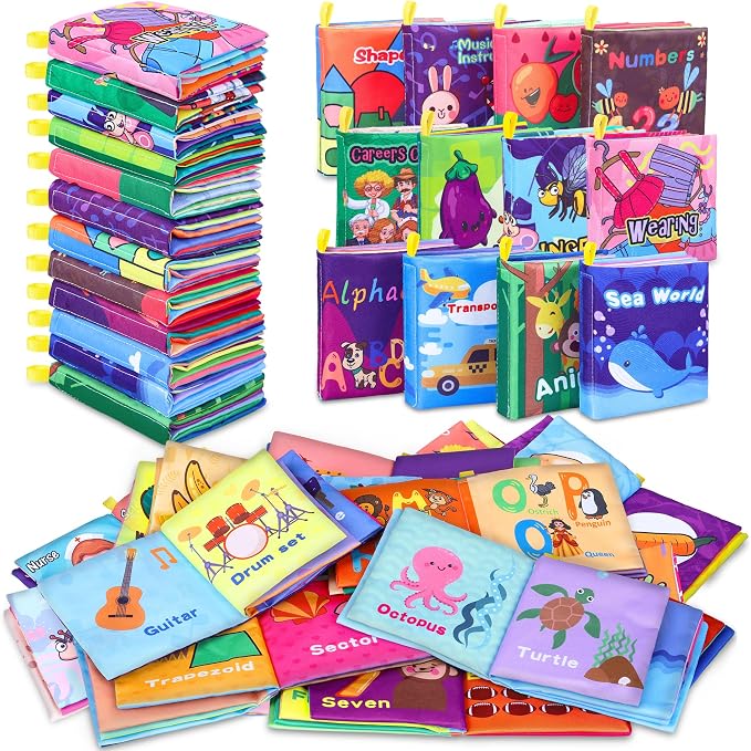 Baby Bath Books, Fabric Soft Baby Cloth Books, Early Education Toys, Waterproof by Toyk
