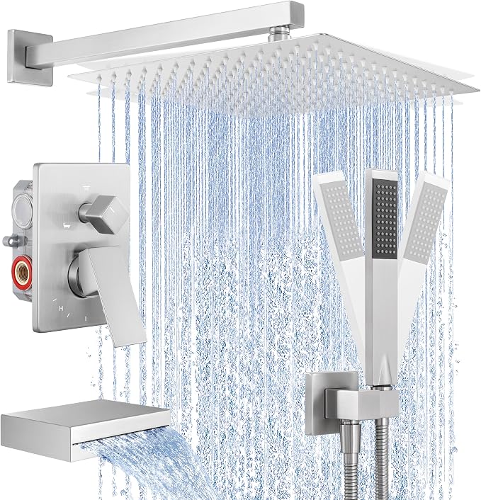 KES Shower Faucet Set 12 Inch Rain Shower Head 3-Function Shower System by KES