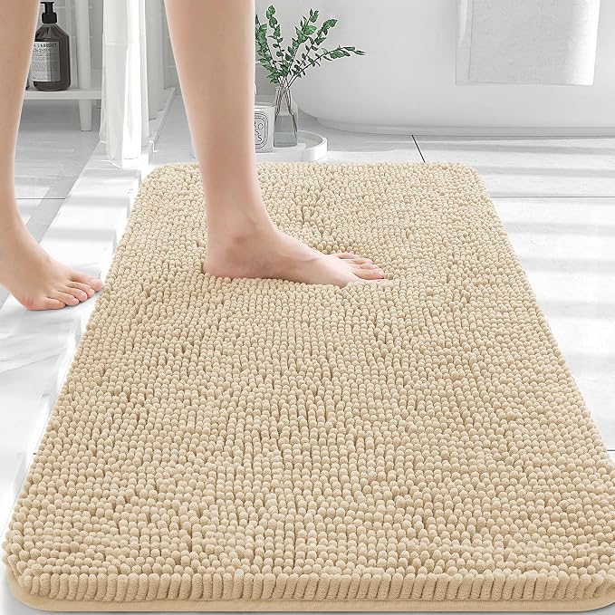 OLANLY Bathroom Rugs 32x20, Extra Soft Absorbent Chenille Bath Rugs, Rubber by OLANLY