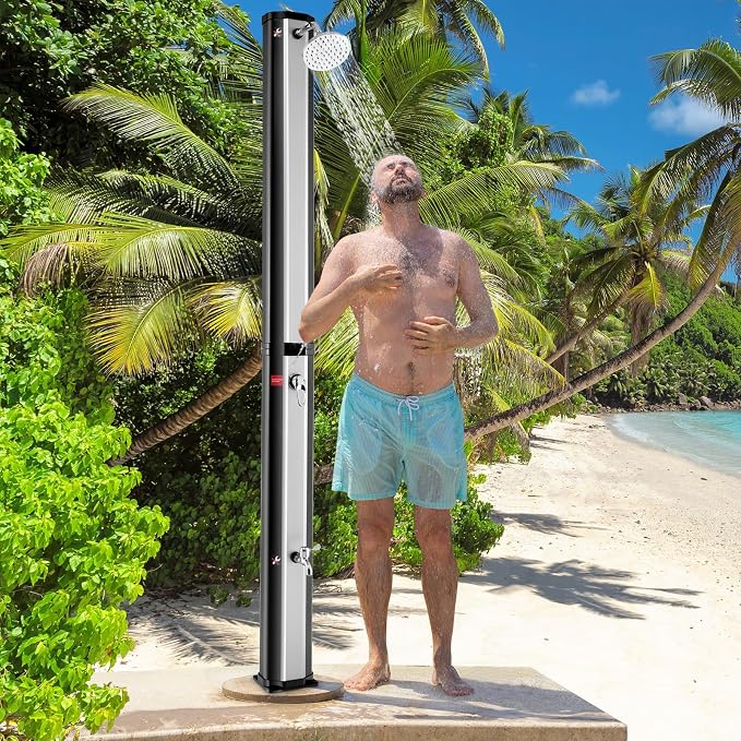Goplus 9.3 Gallon Solar Heated Outdoor Shower, 7.2 FT Freestanding Garden Shower - Image 7