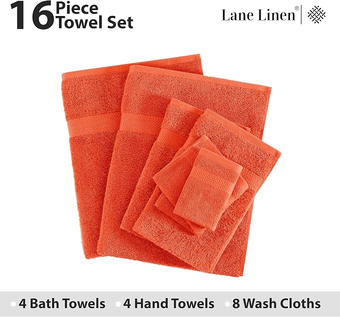 Lane Linen 100% Mercerized Cotton Bathroom Towel Set - Image 4