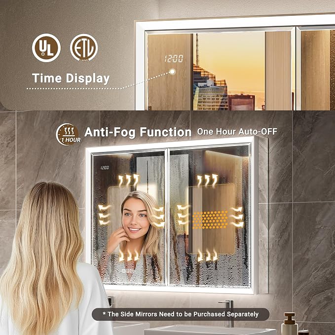 40x30 Beveled Lighted Medicine Cabinet - Image 4