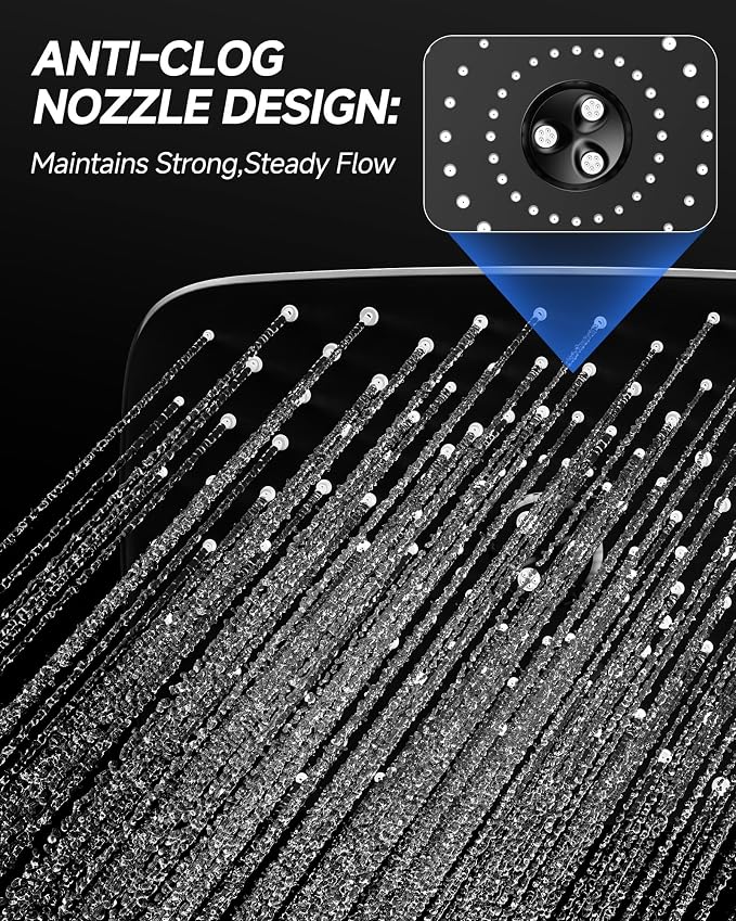 Veken 11.8" Rain Shower Head, Rectangular Rainfall Showerhead - Image 5