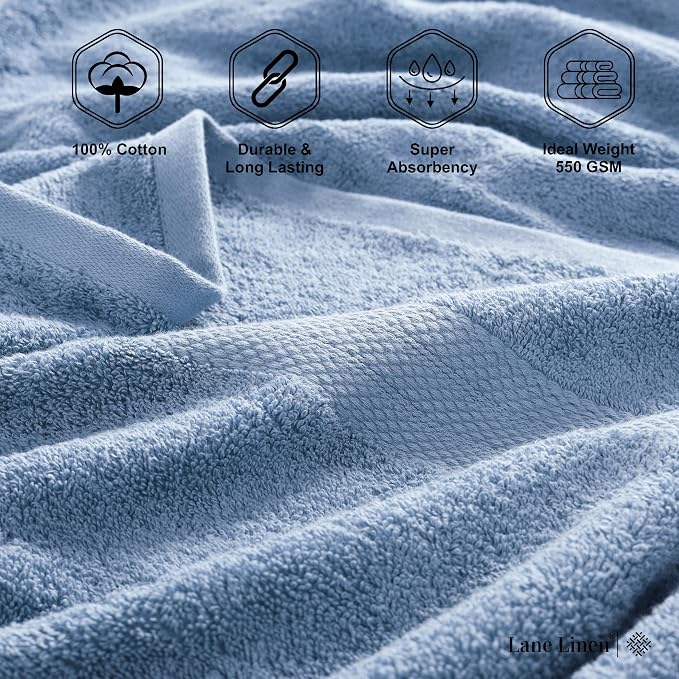 LANE LINEN 100% Ring Spun Cotton 4 Pack Bath Towels - Image 6