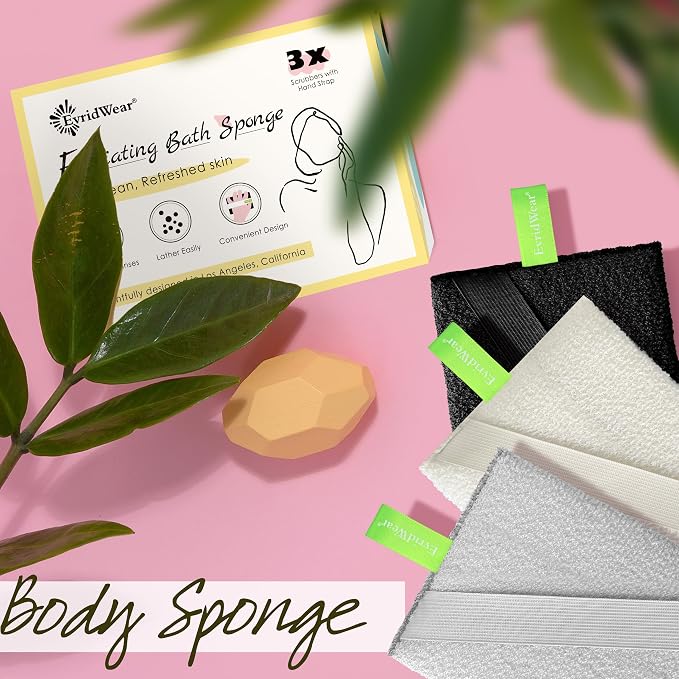 Evridwear Exfoliating Bath Sponge, Daily Skincare Body Scrubbers Loofah Shower - Image 4