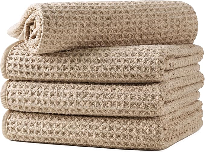 Microfiber Waffle Hand Towels, 4 Pieces, Fast Drying, Lint Free by Unknown