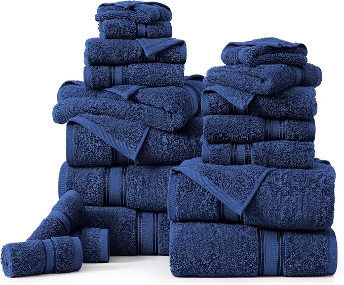 LANE LINEN 100% Mercerized Cotton Bath Towel Set of 18 – Zero Twist Shower - Image 2