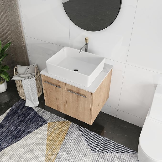 24 Inch Bathroom Vanity with Sink, Modern Wall Mount Floating Bathroom Vanity by ARTCHIRLY