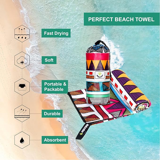 4Monster Microfiber Beach Towel Quick Dry, Super Absorbent Lightweight Travel - Image 2