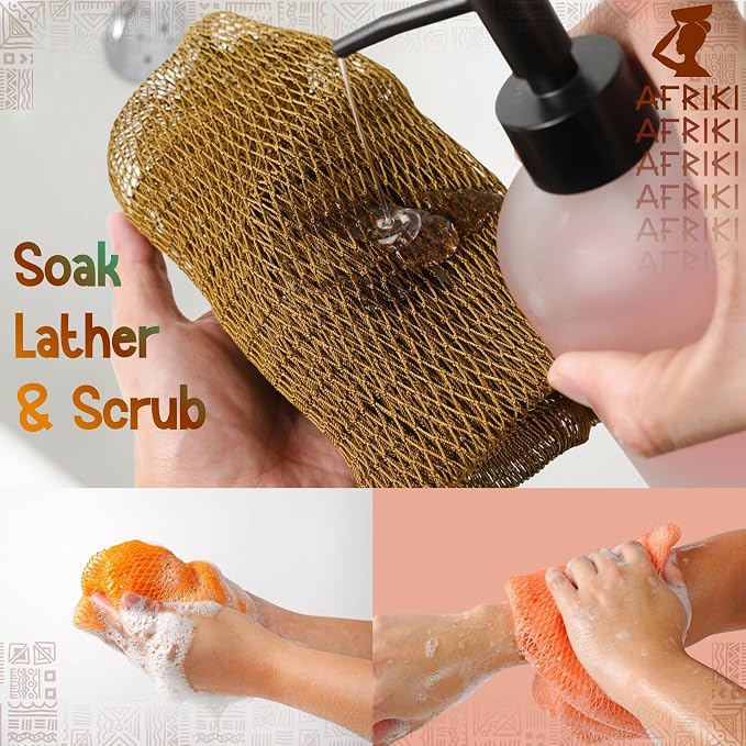 AFRIKI African Net Sponge – Exfoliating Body Scrubber, All Skin Types | 45 in - Image 5