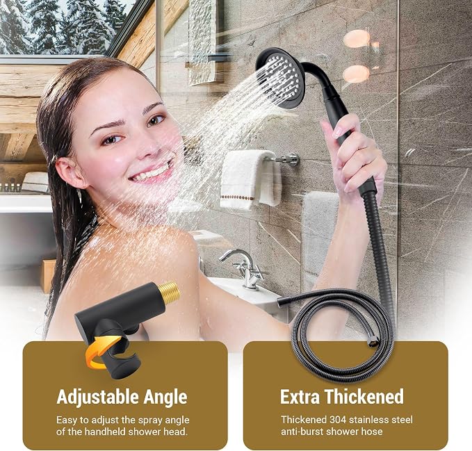 DASAN Matte Black Rain Shower System Antique Shower Faucet Complete Sets - Image 5