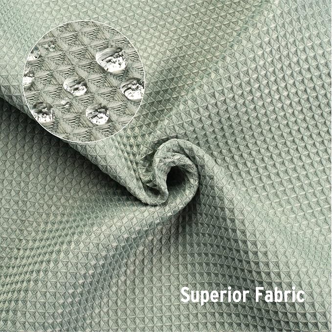 AmazerBath Sage Green Shower Curtain Fabric, Waffle Shower Curtain Cloth - Image 6