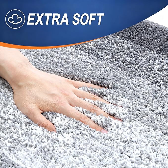 Grey Bathroom Rug Ultra Absorbent Machine Washable Microfiber Mat - Image 6