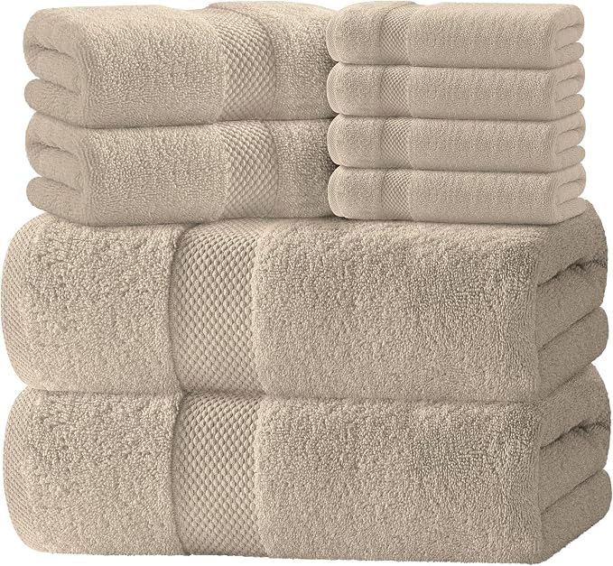 White Classic Luxury Bath Towel Set of 8 Pieces by WhiteClassic