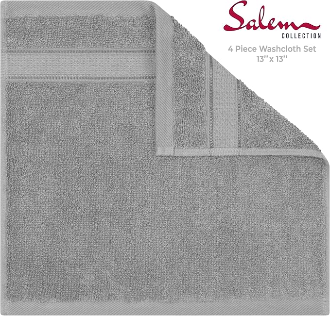 American Soft Linen Salem Washcloth Sets, 4 Piece Luxury 600 GSM 100% Cotton - Image 4