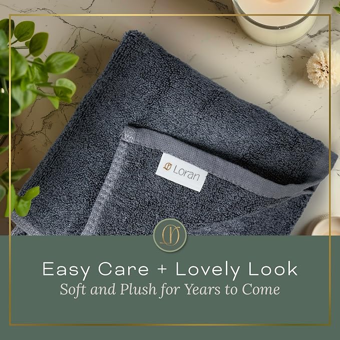 Charcoal Grey Extra Large Washcloths Set of 6 Soft Body Cloths 13” x 13” 70% - Image 8
