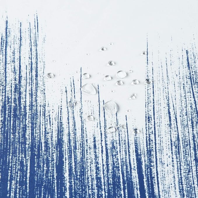 Long Fabric Shower Curtain, Royal Blue Microfiber Cloth Shower Curtains - Image 3