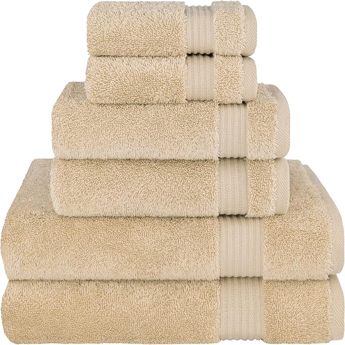 Cotton Paradise 6 Piece Towel Set, 100% Cotton Soft Absorbent Turkish Towels by UNITEDHOMETEXTILE