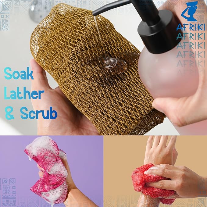 AFRIKI African Net Sponge – Exfoliating Body Scrubber, All Skin Types | 45 in - Image 5