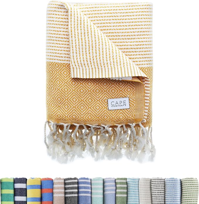 Oversized Turkish Beach Towel, Diamond Dobby Sunflower by CapeComforts