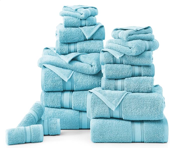 LANE LINEN Luxury 18-Piece Solid Cotton Bathroom Towel Set - Image 2