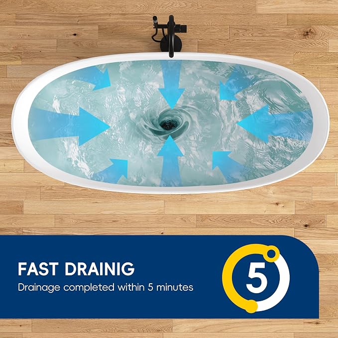 73'' High-back Freestanding Solid Surface Resin Stone Bathtub, Freestanding Tub - Image 8